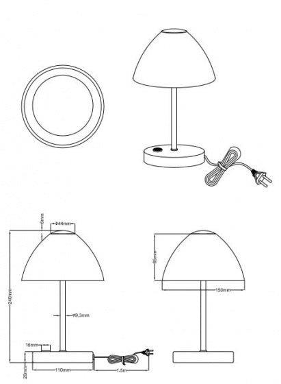 tafellamp Queen 24 cm staal/glas 200lm 3000K goud/wit