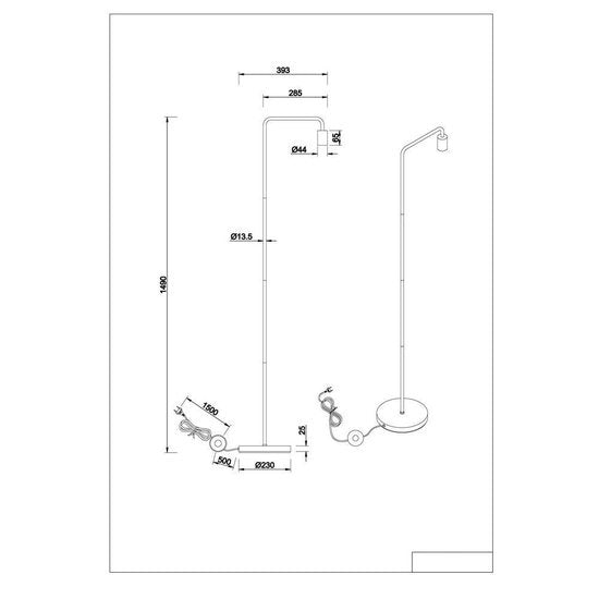 vloerlamp Diallo 149 x 23 cm E27 staal 42W zwart