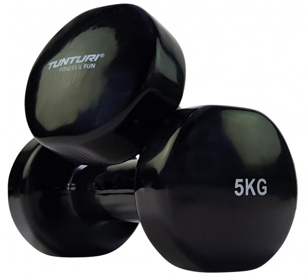 dumbbells vinyl 2 x 5 kg zwart