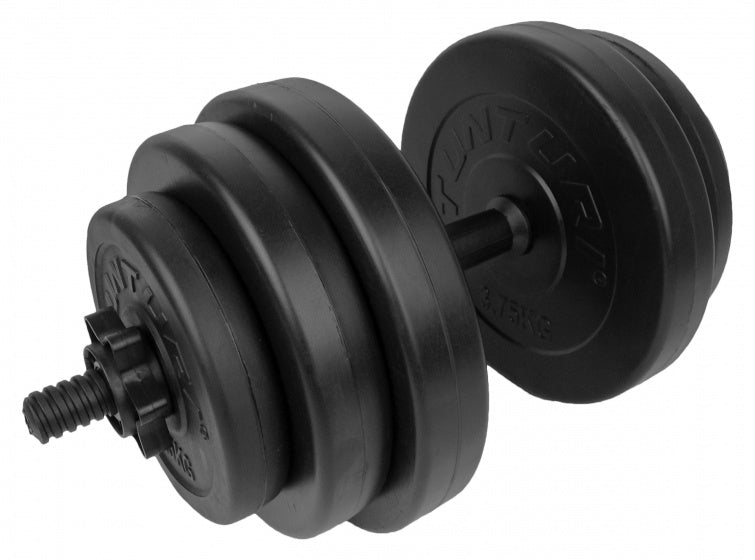 dumbbellset vinyl 15 kg met dumbbellstang zwart