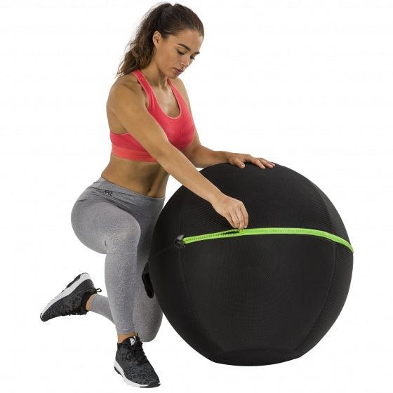 fitnessbalhoes 65cm met groene rits