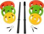 Tunturi aerobic pump gewichtenset 20kg - halterset met 6 schijven - incl. halterstang - met schuimrubberen beschermlaag - incl. gratis fitnessapp