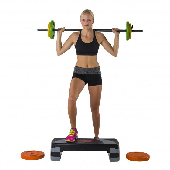 Tunturi aerobic pump gewichtenset 20kg - halterset met 6 schijven - incl. halterstang - met schuimrubberen beschermlaag - incl. gratis fitnessapp