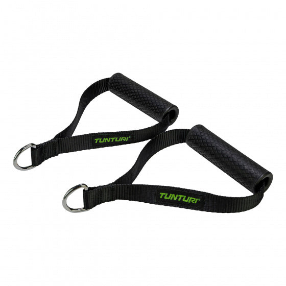 Tunturi strap handle - cable handles met d-ring - per paar - zwart
