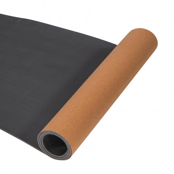 yogamat eco 183 x 61 cm TPE/kurk bruin/grijs