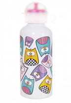 drinkfles Squeeze uilen 600 ml 22,5 cm staal wit