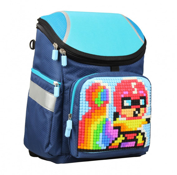 rugzak Super Class junior 38 cm marineblauw 2-delig