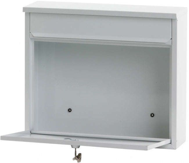 wandbrievenbus Granadan 36 x 11 cm staal wit