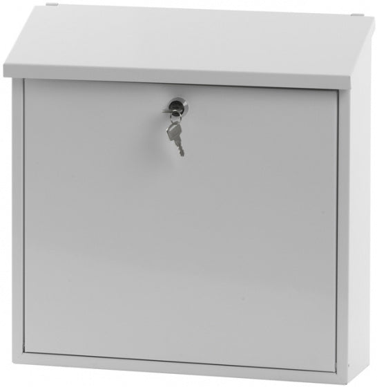 wandbrievenbus Malagan 37 x 11,5 cm staal wit
