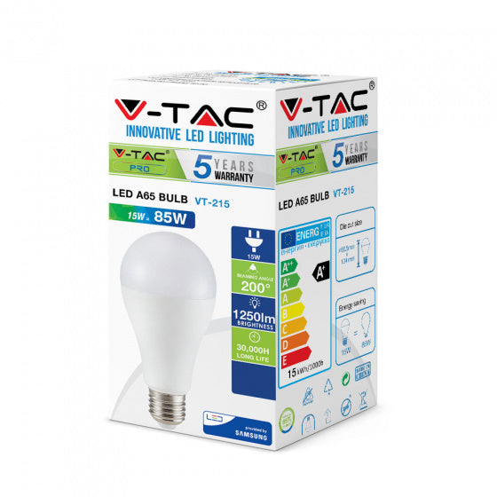 ledlamp VT-215 E27 15W 1250lm 3000K wit