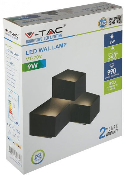 wandlamp VT-709 9W 4000K 990lm 44 x 33,5 cm IP20 zwart