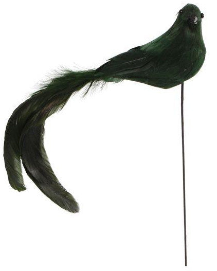 vogel op standaard 4 cm veren groen