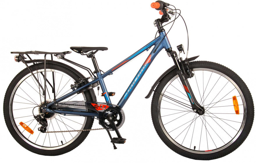 cross 24 inch 31,75 cm jongens 6v v-brakes donkerblauw/oranje