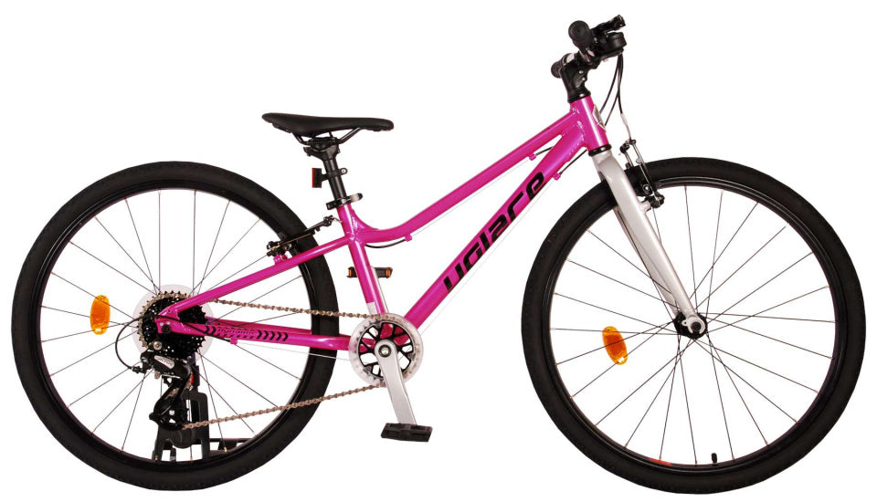 volare dynamic kinderfiets - meisjes - 24 inch - roze - 2 handremmen - 8 versnellingen - prime collection