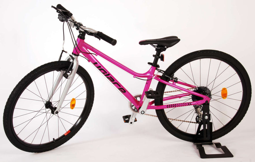 volare dynamic kinderfiets - meisjes - 24 inch - roze - 2 handremmen - 8 versnellingen - prime collection