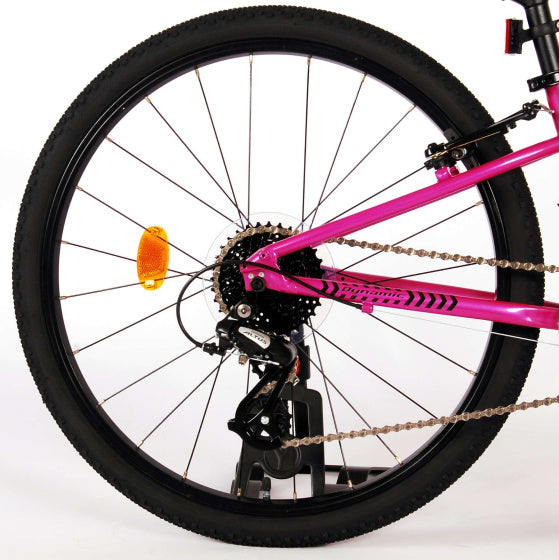 volare dynamic kinderfiets - meisjes - 24 inch - roze - 2 handremmen - 8 versnellingen - prime collection