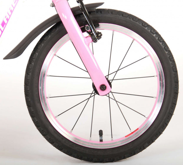 volare glamour kinderfiets - meisjes - 16 inch - wit roze - prime collection