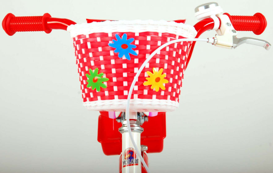 lovely 14 inch 26 cm meisjes terugtraprem rood/wit
