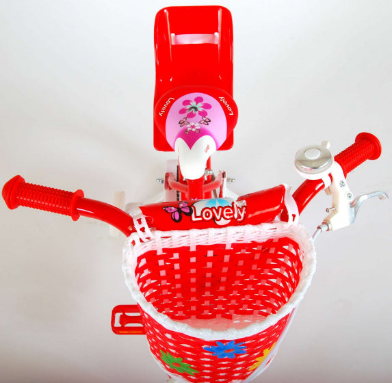 lovely 14 inch 26 cm meisjes terugtraprem rood/wit