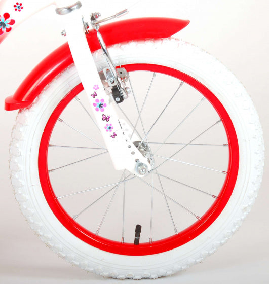 lovely 16 inch 27,5 cm meisjes terugtraprem rood/wit
