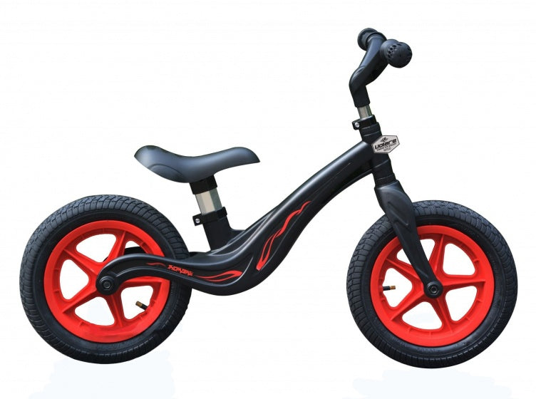 magnesium loopfiets 12 inch jongens zwart rood