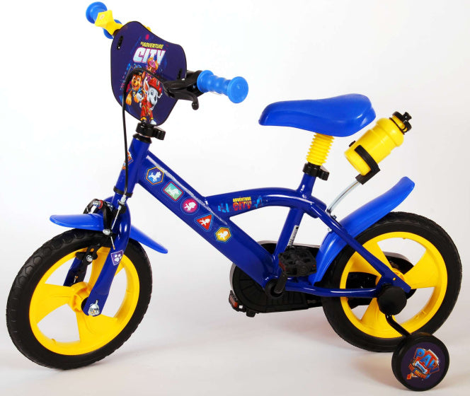 paw patrol kinderfiets - jongens - 12 inch - blauw geel - doortrapper