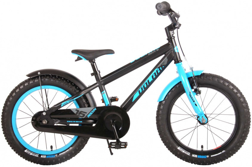volare rocky kinderfiets - 16 inch - zwart blauw - 95% afgemonteerd - prime collection