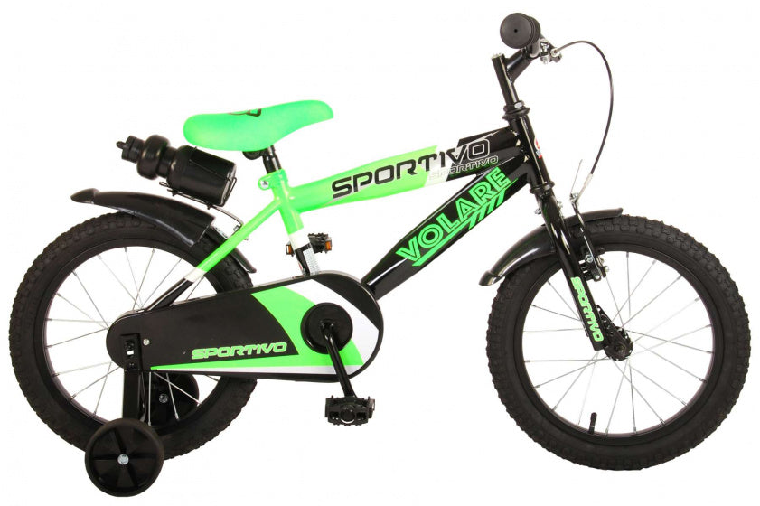Volare Sportivo Kinderfiets Jongens 16 inch Neon Groen Zwart 95% afgemonteerd