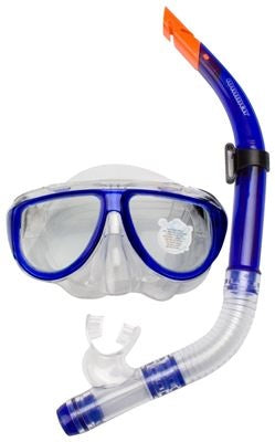 Waimea duikbril met snorkel - volwassenen - blauw - lens gehard glas