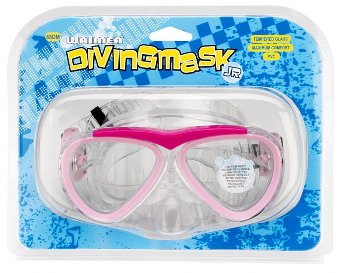 Waimea duikbril - kinderen - roze - lens van gehard glas