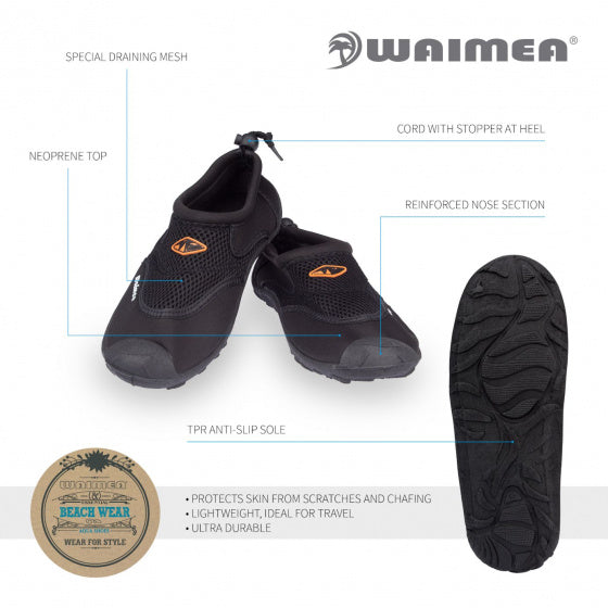 Waimea waterschoenen - volwassenen - wave rider - zwart - maat 39
