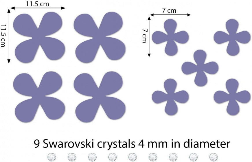 3D-muurstickers Flower PVC paars 18-delig