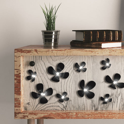 3D-muurstickers Flower PVC zwart 18-delig