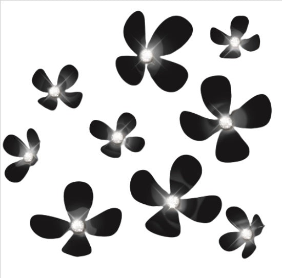 3D-muurstickers Flower PVC zwart 18-delig