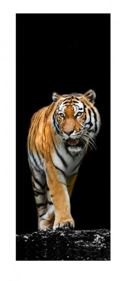 deurdecoratie sticker Tijger 200 cm zwart/bruin/wit