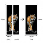 deurdecoratie sticker Tijger 200 cm zwart/bruin/wit