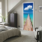 deursticker Strandsteiger 44 x 200 cm PVC blauw/bruin