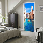 deursticker Venetië 88 x 200 cm PVC blauw