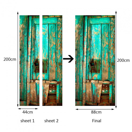 deursticker Vintage PVC 200x80 cm groen/bruin