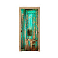 deursticker Vintage PVC 200x80 cm groen/bruin