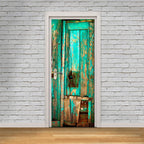 deursticker Vintage PVC 200x80 cm groen/bruin