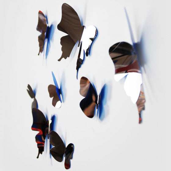 muursticker 3D Vlinders spiegelend 70 x 50 cm PVC