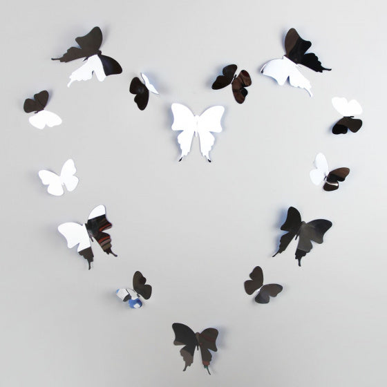 muursticker 3D Vlinders spiegelend 70 x 50 cm PVC