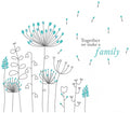 muursticker Paardenbloem 87 cm blauw/zwart 11-delig