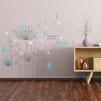 muursticker Paardenbloem 87 cm blauw/zwart 11-delig