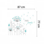 muursticker Paardenbloem 87 cm blauw/zwart 11-delig