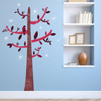 muursticker Boom 180 x 116 cm PVC rood/bruin 12-delig