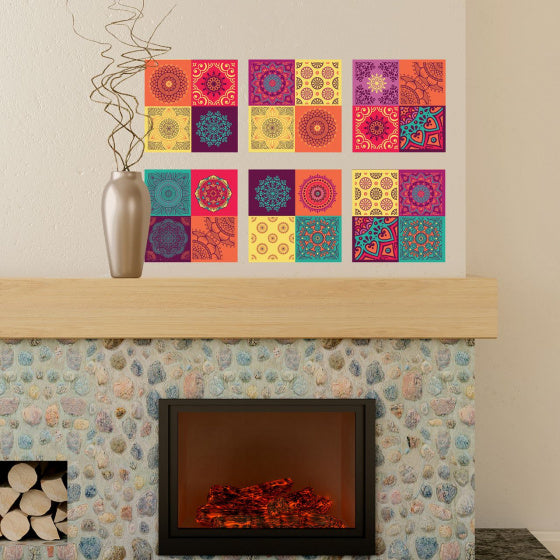 muursticker Caliza 20 cm PVC multicolor 12 stuks