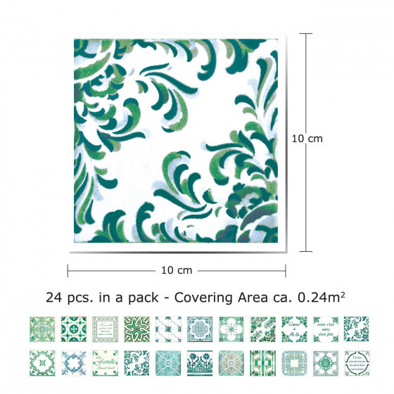 muursticker Citations 10 cm PVC groen/wit 24 stuks