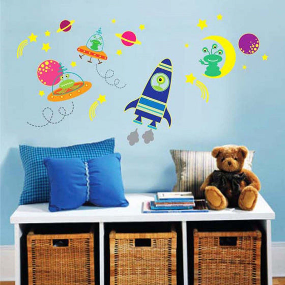 muursticker glow-in-the-dark Galaxy junior PVC 105 cm
